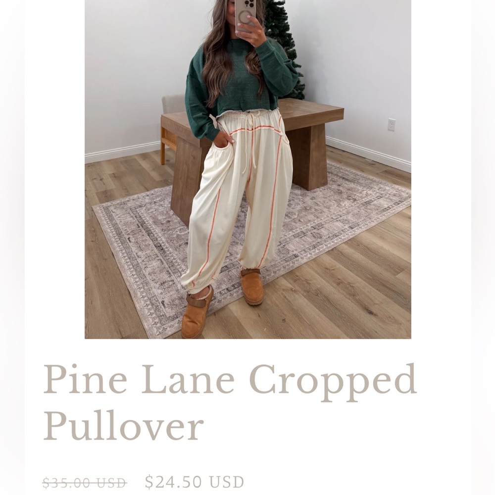 Double Zero Forest Green Long Sleeve Crop Top - Picture 5 of 6